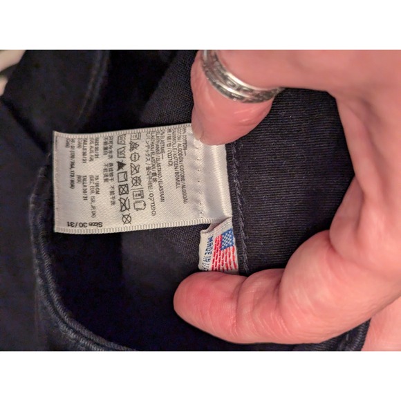 American Apparel USA made black denim jean shorts womens 30/31 zipper leg accent - Picture 6 of 8